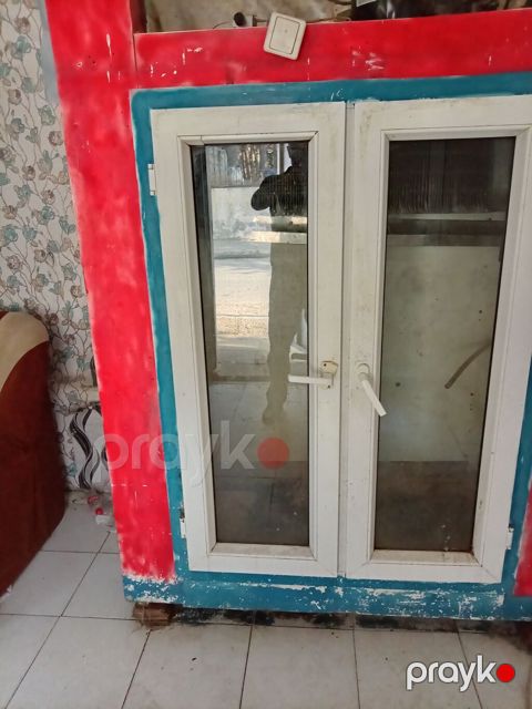 PVC ikitərəfli şüşə qapı - Material: ağ PVC profil - Konstruksiya — Bakı