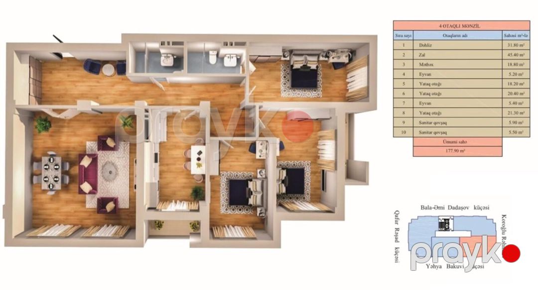 Satılır 4 otaqlı yeni tikili 177.9 m² — Mənzil, Bakı (2)