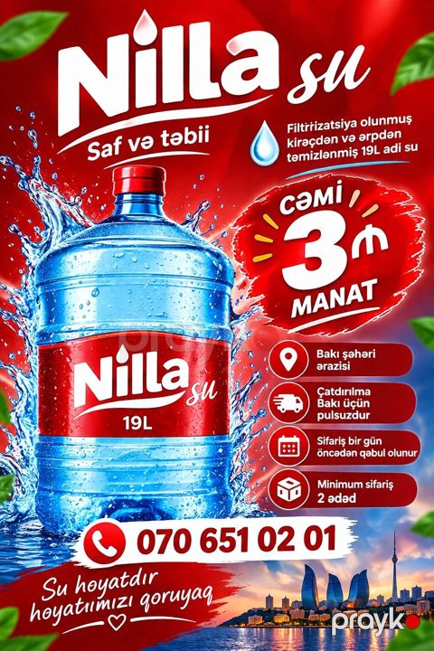 Nilla su – Saf və təbii, filtirizasiyadan keçmiş, kirəc və ərpdən — Xırdalan