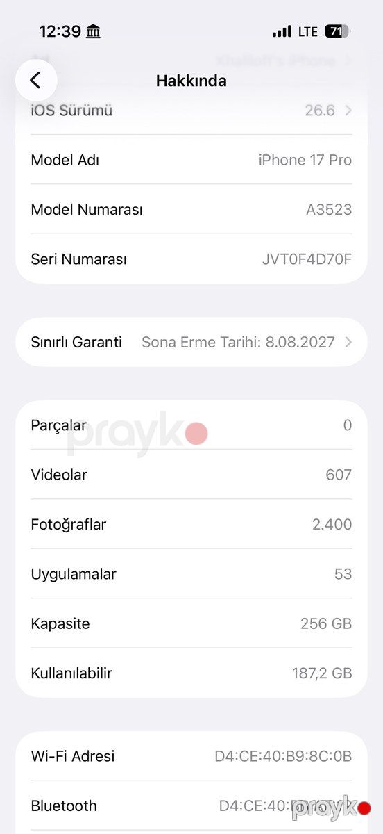 Apple iPhone 17 Pro Silver 256GB/12GB — Smartfonlar, Bakı (6)