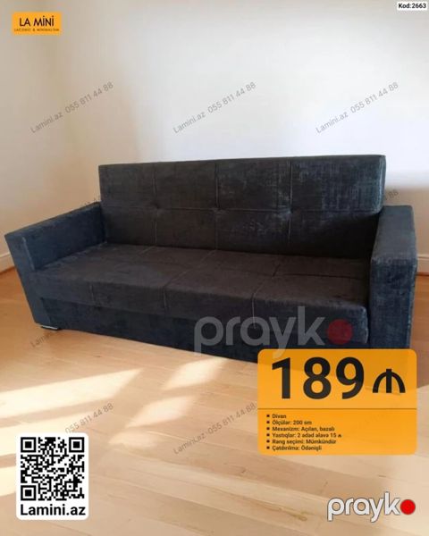 Məhsul: Divan (Kod: 2663) - Ölçü: 200 sm - Mexanizm: Açılan, bazalı — Bakı
