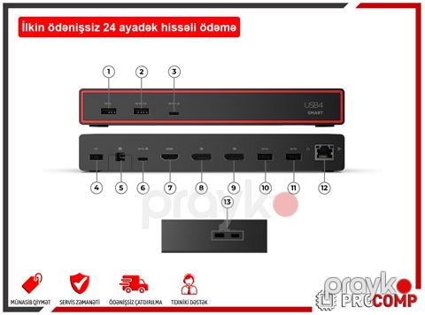Dok-stansiya Lenovo ThinkPad USB4 Smart Dock 5500 40BC0100EU — Bakı