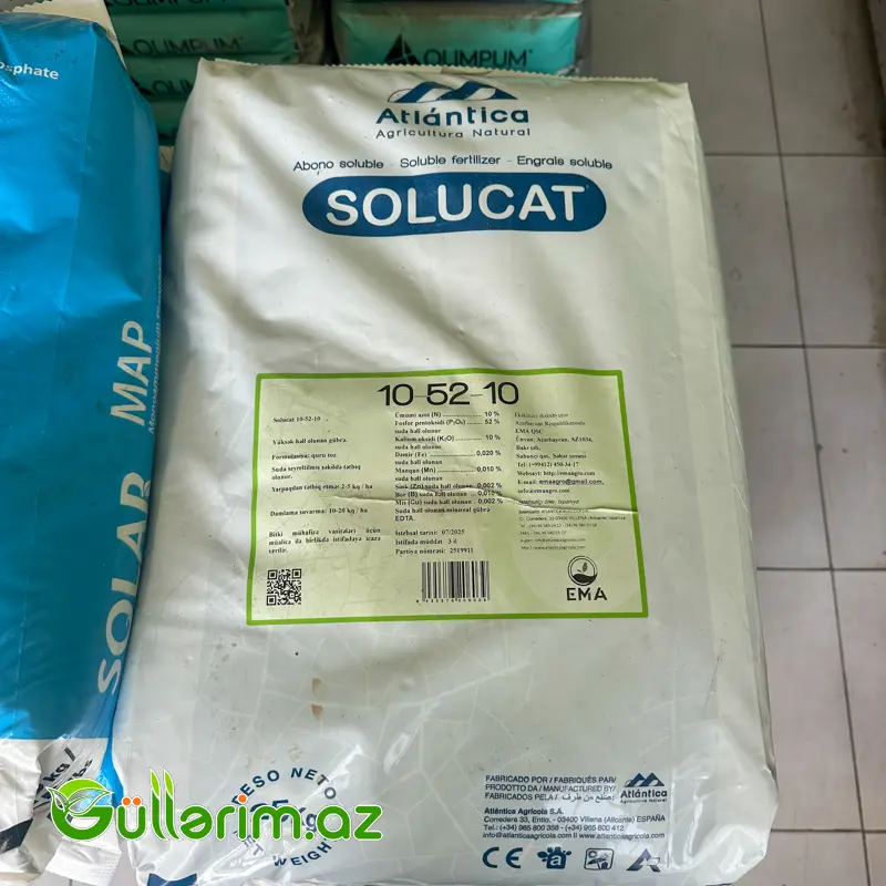 Yüksək Fosforlu Suda Həll Olan Gübrə - 25 kq Solucat 10-52-10 + TE – Atlántica Agrícola — Bakı