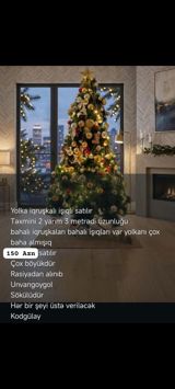 İşıqlı, bəzəkli yolka satılır. - Uzunluğu təxminən 2.5–3 metr — Gülay vasiteçi