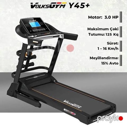 VolksGym Y45+ qaçış trenajoru - Motor gücü: 3.0 HP - Maksimum — Bakı