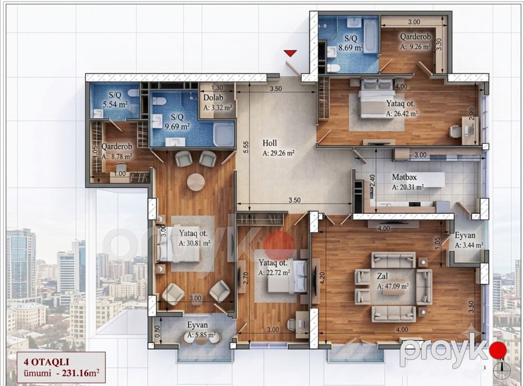 Satılır 4 otaqlı yeni tikili 232 m² — Mənzil, Bakı (2)
