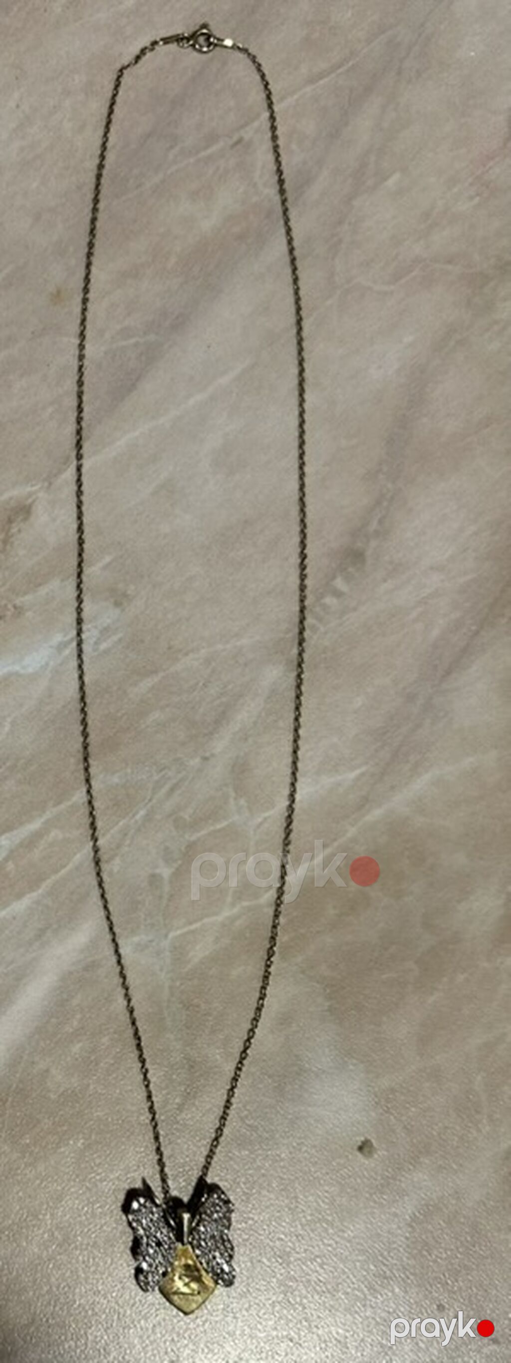 Zərif zəncirli boyunbağı – kəpənək və damla asma - Material: metal — Qolye və zəncir, Digah