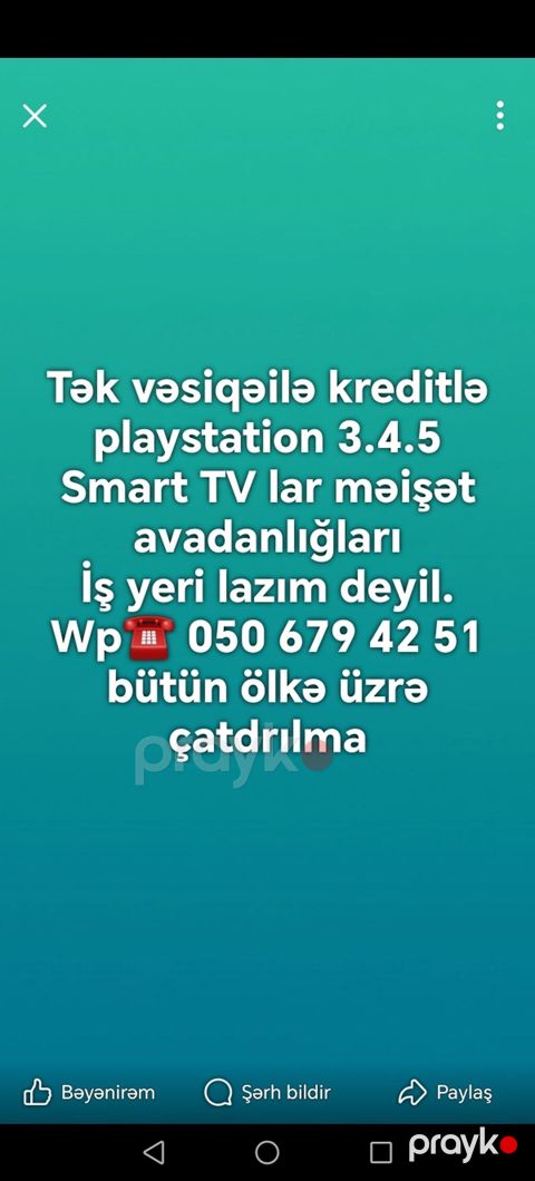 Tək şəxsiyyət vəsiqəsi ilə kreditlə istənilən elektronika məhsullarını — Bakı