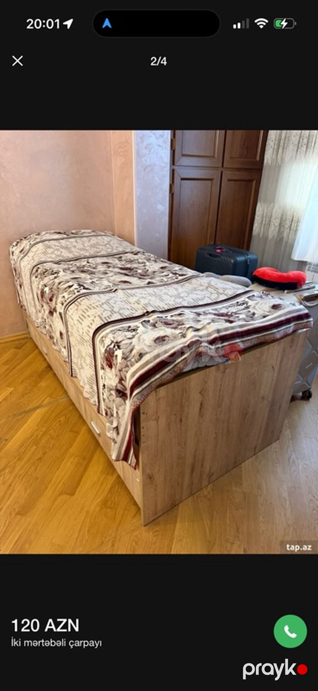 İki mərtəbəli çarpayı (çekmece tipli alt yatacaq) - Material: ağac — Yataqlar, Mehdiabad (2)