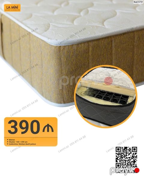 LA Mını matras - Ölçü: 160 200 sm - Yaylı quruluş: içdə metal yay — Bakı