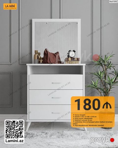 Termo Güzgülü Komod – La Mini (Kod: 5352) Xüsusiyyətlər: - Model — Bakı