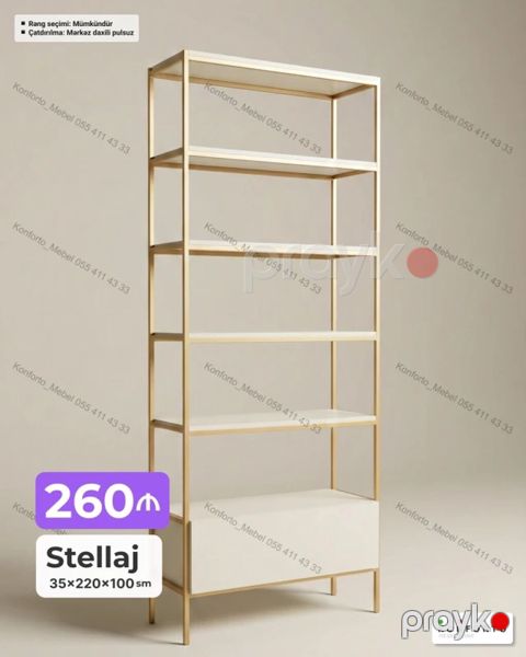 Stellaj – minimal dizaynlı açıq rəf sistemi Ölçü: 35 220 100 sm — Bakı