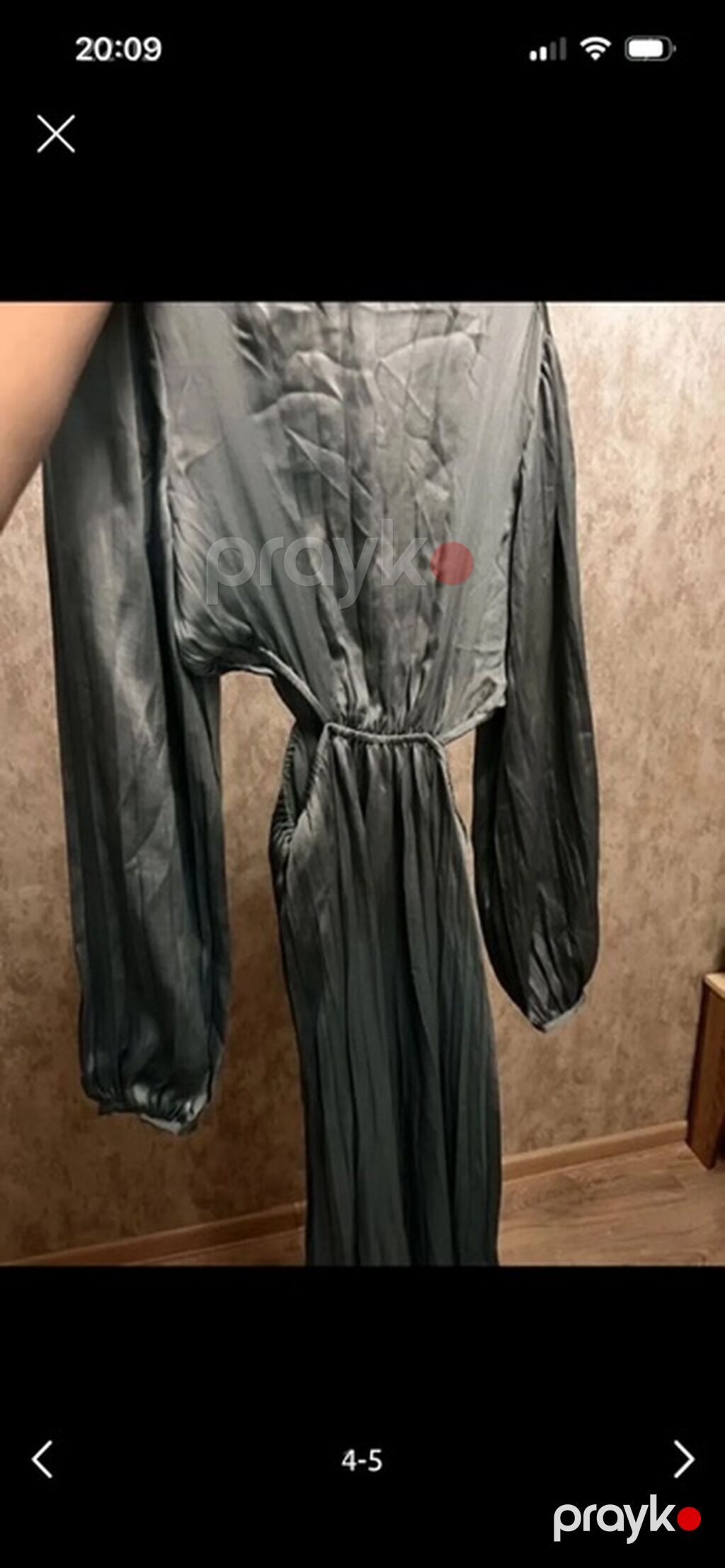Gri rəngdə, zərif parıldılı maxi don. - Model: bel hissəsi rezinli — Axşam paltarları, Bakı (2)
