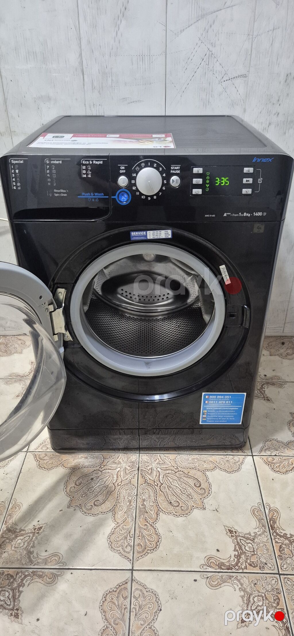 Paltaryuyan maşın Indesit, 8 kq, İşlənmiş, Avtomat, Qurutma var, Ödənişli çatdırılma — Çamaşır maşınları, Bakı (2)