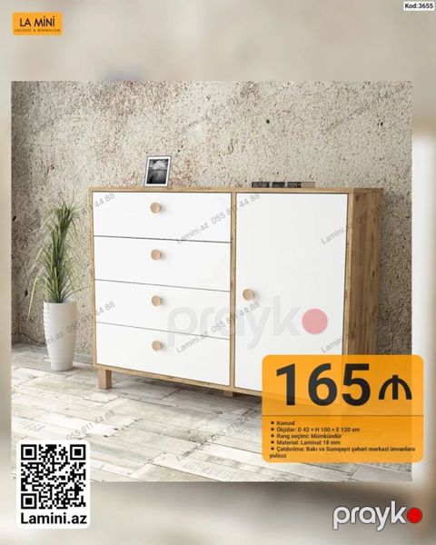 Komod – LA Mını (Kod: 3655) - Ölçülər: D 42 H 100 E 120 sm — Bakı
