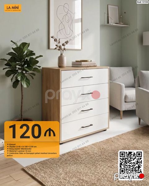 Məhsul: Komod (Kod: 13104) - Dizayn: Lakonik və minimalistik üslubda — Bakı