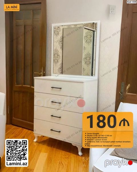 Termo güzgülü komod (Kod: 1338) - Ölçülər: 40 D 180 H 80 E sm — Bakı