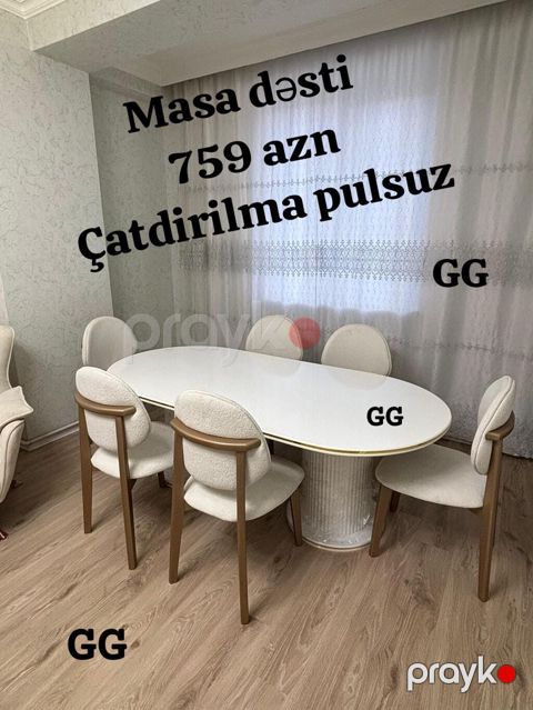 Masa dəsti – zərif dizaynlı yemək otağı komplekti. - Oval formalı — Mehdiabad
