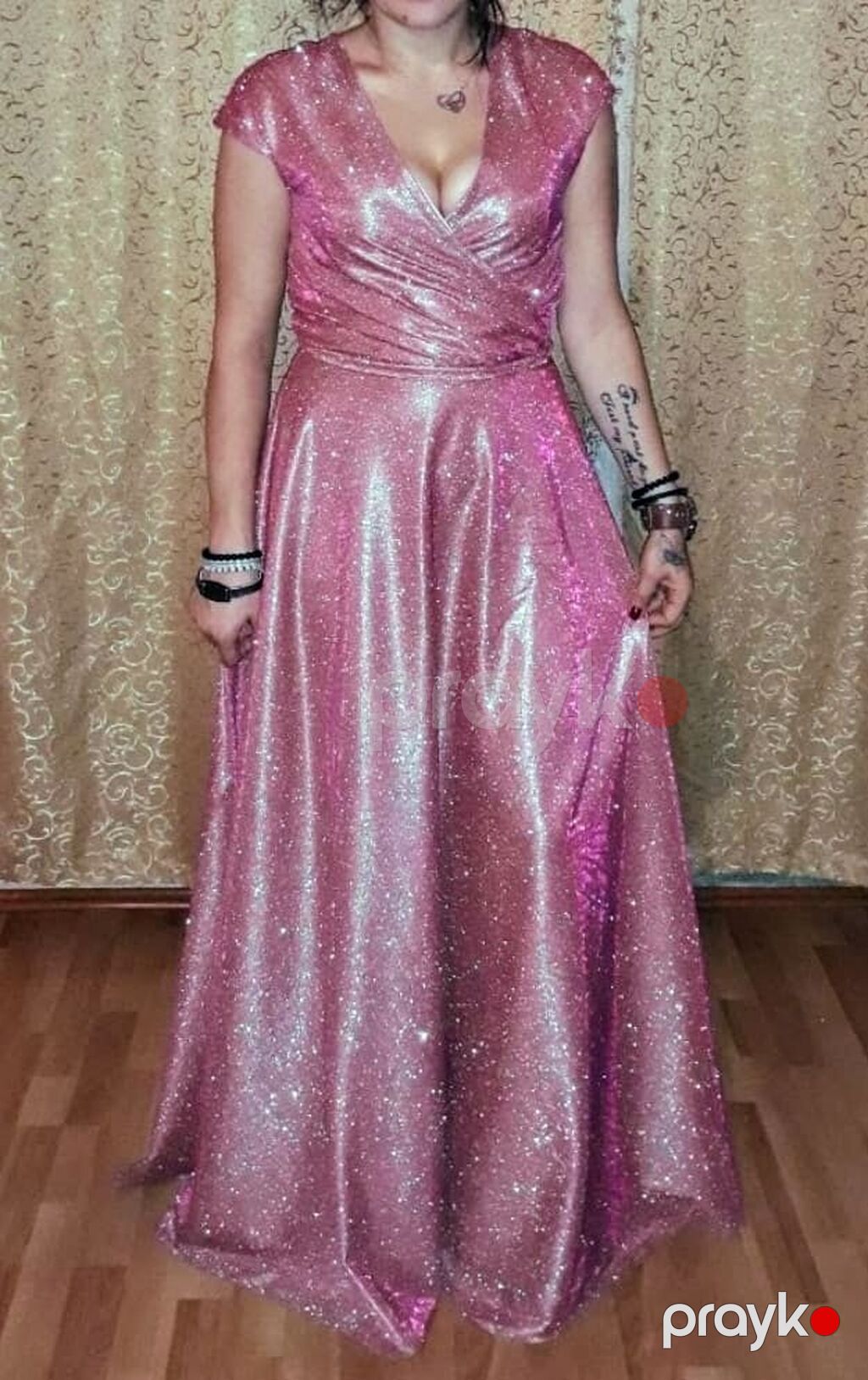 Payetli uzun gecə libası – çəhrayı/qızılgül tonlarında - Model: döş — Axşam paltarları, Masazır (2)