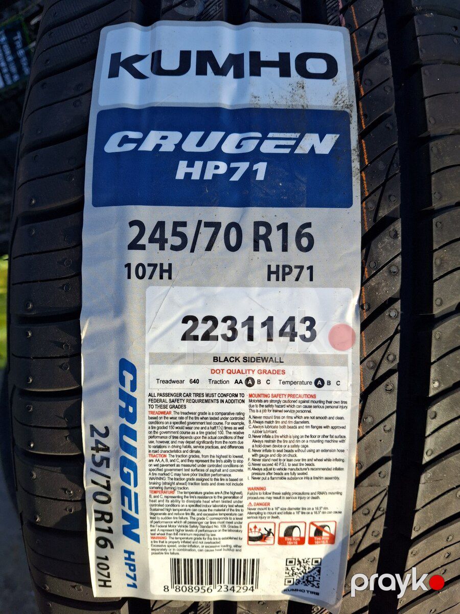 "Kumho" şinləri 245/70 R16 — Ehtiyat hissələri və aksesuarlar, Bakı (9)