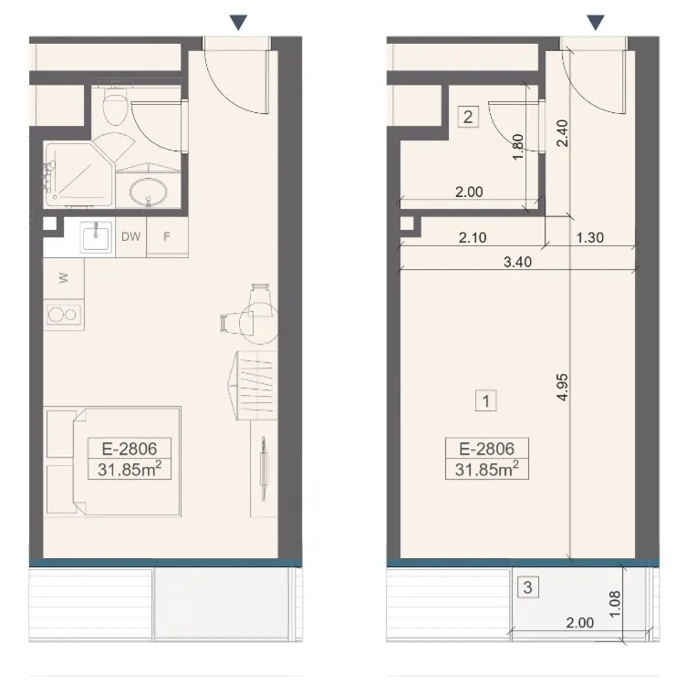 Sea Breeze, 1 otaqlı Yeni tikili satılır - 32 m², 28/28 mərtəbə — Mənzil, Bakı (6)