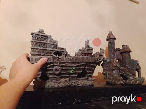 Akvaryum üçün dekorativ kompozisiya – “batmış gəmi və qala” fiqurları — Bakı