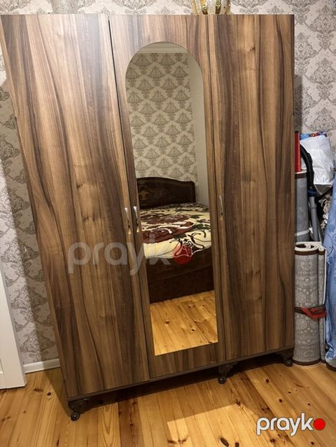 İşlənmiş, 3 qapılı, Güzgülü, Qəhvəyi, Taxta, Açılan, Düz dolab — Digah