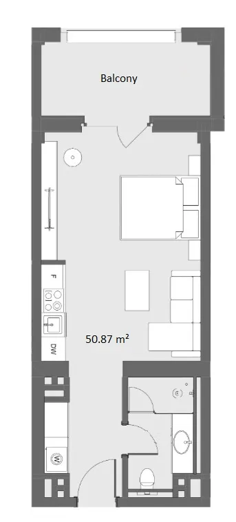 Sea Breeze, 1 otaqlı Yeni tikili satılır - 50 m², 2/11 mərtəbə — Mənzil, Bakı (4)
