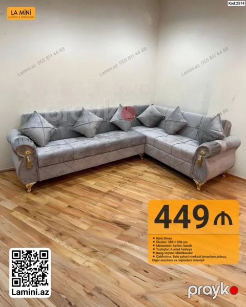 Məhsul: Künc divan (Kod: 2514) - Ölçülər: 280 200 sm - Mexanizm — Bakı