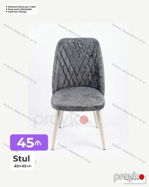 Stul – 40×45 sm - Yumşaq oturacaq və bel hissəsi: almaz naxışlı — Bakı