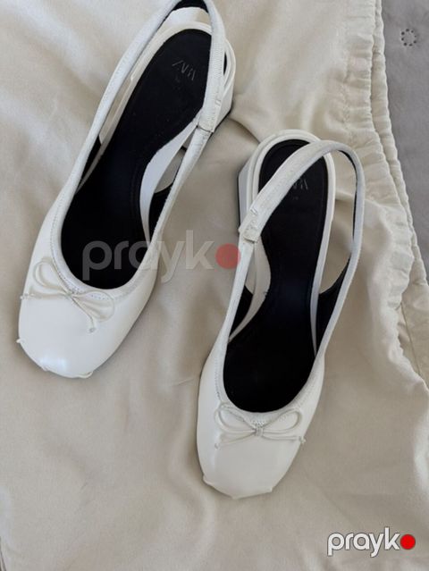 Məhsul: Qadın baletka tipli ayaqqabı - Rəng: Ağ - Model: Slingback — Digah