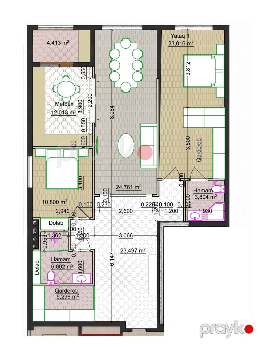 Satılır 3 otaqlı yeni tikili 120 m² — Mənzil, Bakı (7)