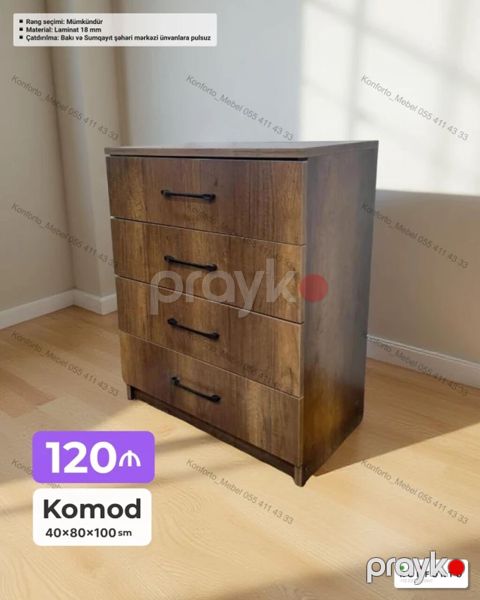Komod – 4 çekmecəli Ölçü: 40 80 100 sm Material: 18 mm laminat — Bakı