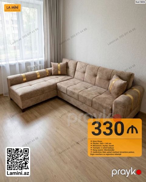 Künc divan – Lamini.az (Kod: 5826) - Ölçülər: 260 160 sm — Bakı