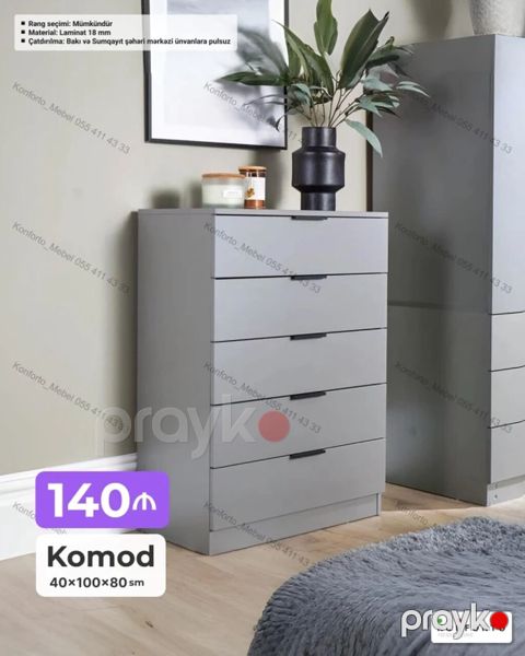 Komod – 5 çekməcəli, minimal dizayn Ölçülər: - 40 100 80 sm — Bakı