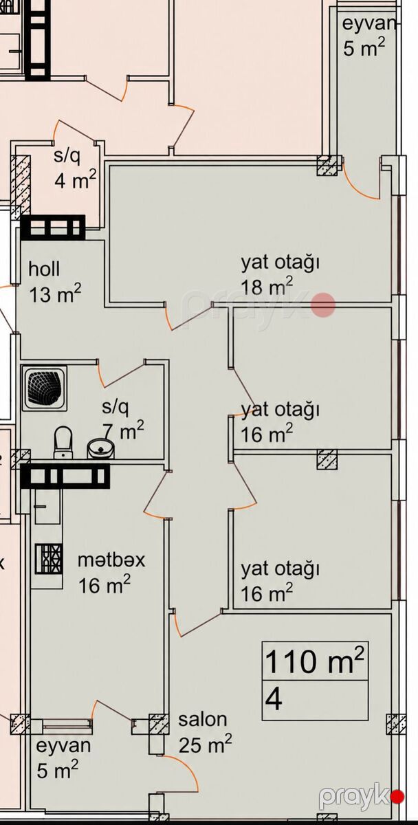 Satılır 4 otaqlı yeni tikili 110 m² — Mənzil, Bakı (2)