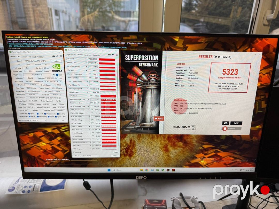 Video kart Colorful RTX 3070Ti Vulcan 8GB — Kompüterlər və noutbuklar, Bakı (7)