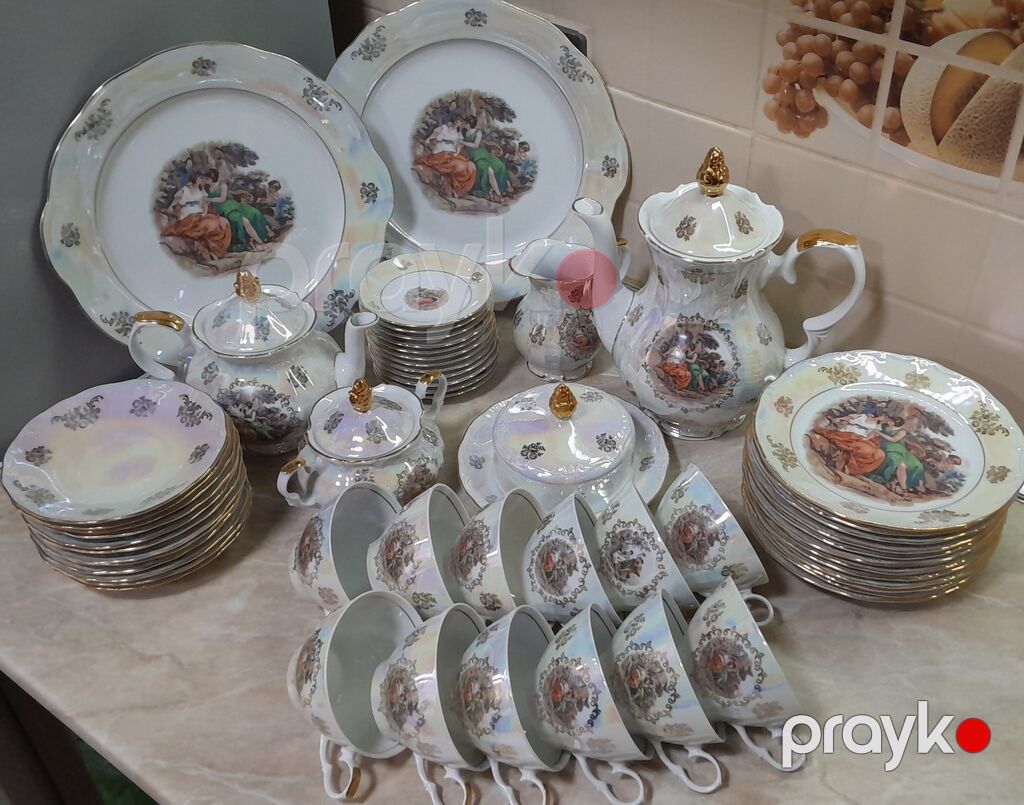 Çay dəsti, Farfor, 12 nəfərlik, Almaniya — Süfrə qabı, Bakı (2)