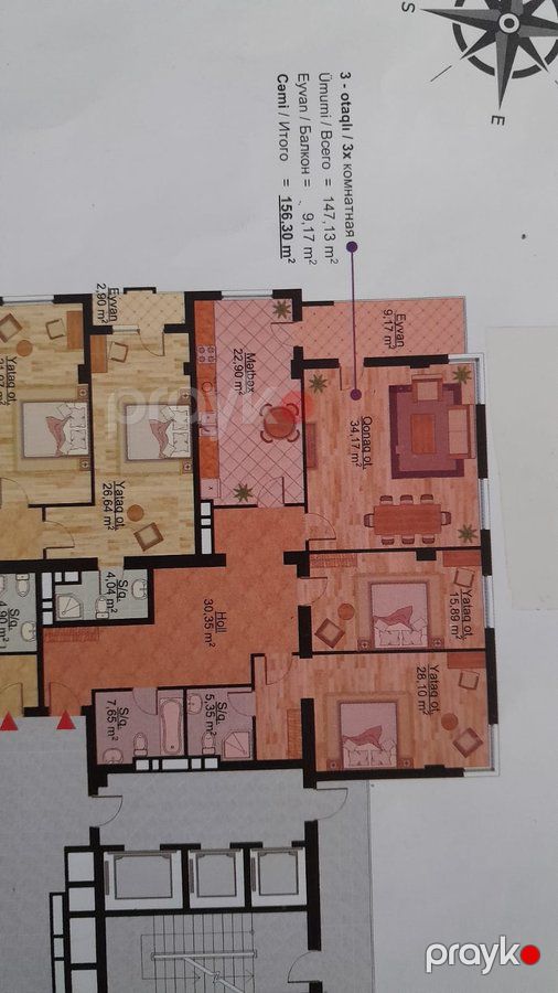 3 otaqlı mənzil, 156 m², Azadlıq pr.22, Bakı — Mənzil (6)
