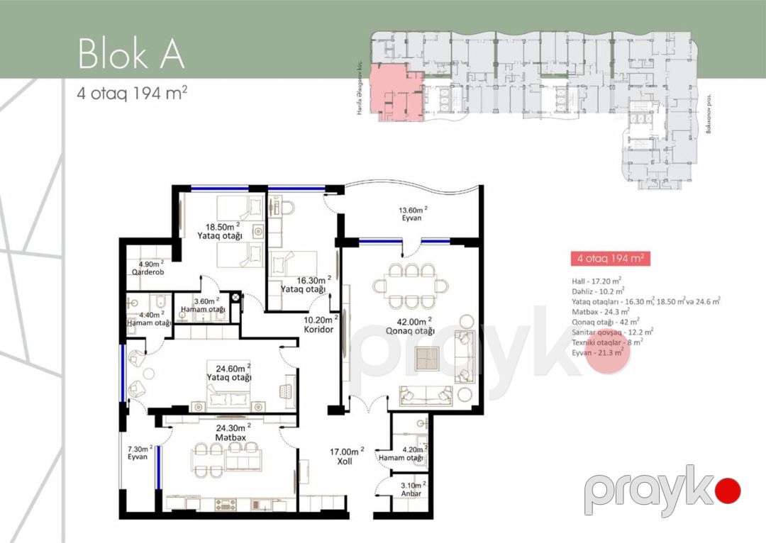 Satılır 4 otaqlı yeni tikili 194 m² — Mənzil, Bakı (2)