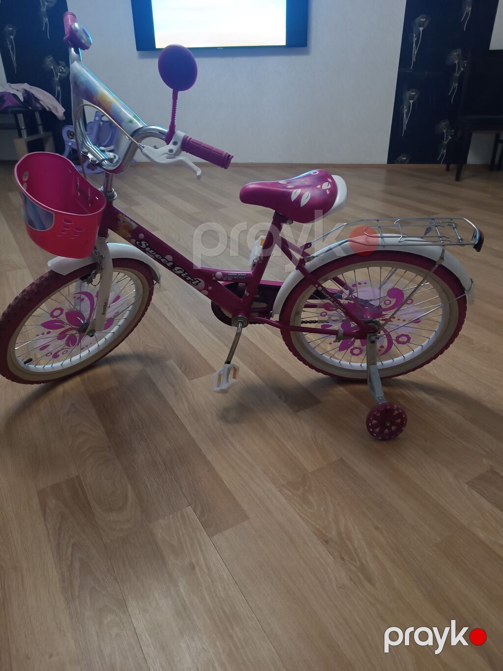 Uşaq velosipedi – “Sweet Girl” modeli - Rəng: çəhrayı-ağ, çiçək — Uşaq velosipedləri, Bakı (3)