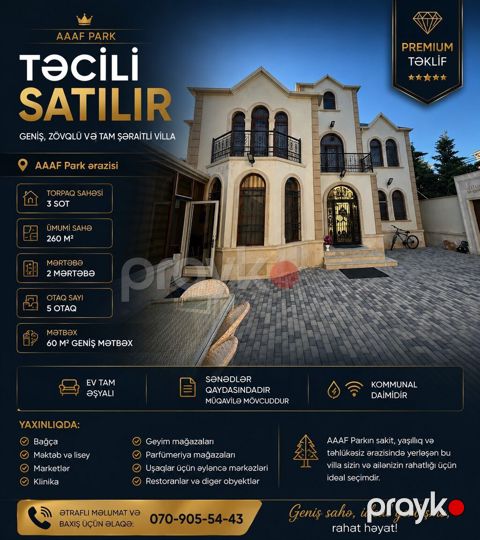 5 otaqlı, 260 kv. m, Kredit yoxdur, Yeni təmirli — Xırdalan
