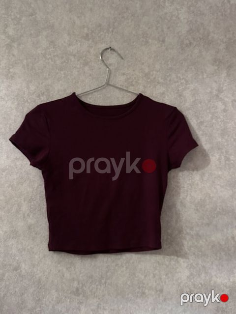 Bənövşəyi (bordoya çalan) rəngdə qısa top köynək. - Dizayn: Klassik — Bakı