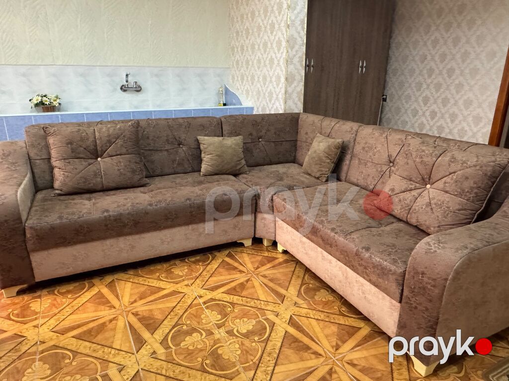 Künc divanı – L formalı - Rəng: qəhvəyi/bej tonları, naxışlı parça — Divanlər, Lənkəran (2)