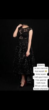 Qara rəngdə, zərif krujeva detallı ziyafət donu. Üst hissə transparan — Gülay vasiteçi