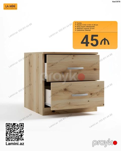 LA Mını tumba - Model kodu: 5978 - Ölçülər: D 40 H 50 E 40 sm — Bakı