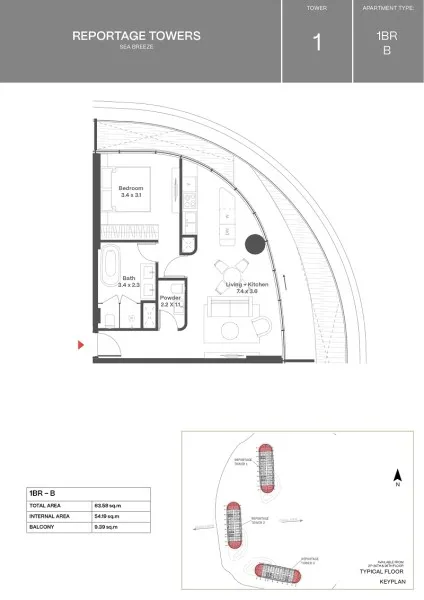 Nardaran, 2 otaqlı Yeni tikili satılır - 64 m², 4/28 mərtəbə — Mənzil, Bakı (2)