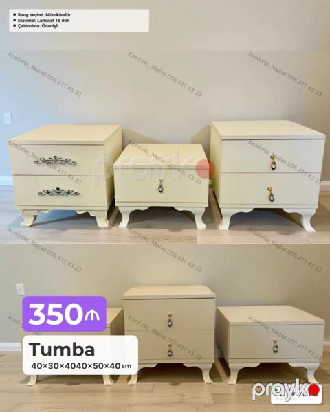 Tumba dəsti - Model: Klassik üslublu, 2 siyirməli tumba - Ölçülər — Bakı