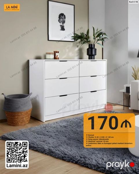 Komod – La Mini (Kod: 6146) - Ölçülər: D 40 H 80 E 140 sm — Bakı