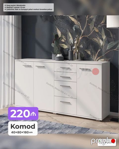 Komod – 40×80×160 sm - Rəng seçimi: mümkündür - Material: 18 mm — Bakı